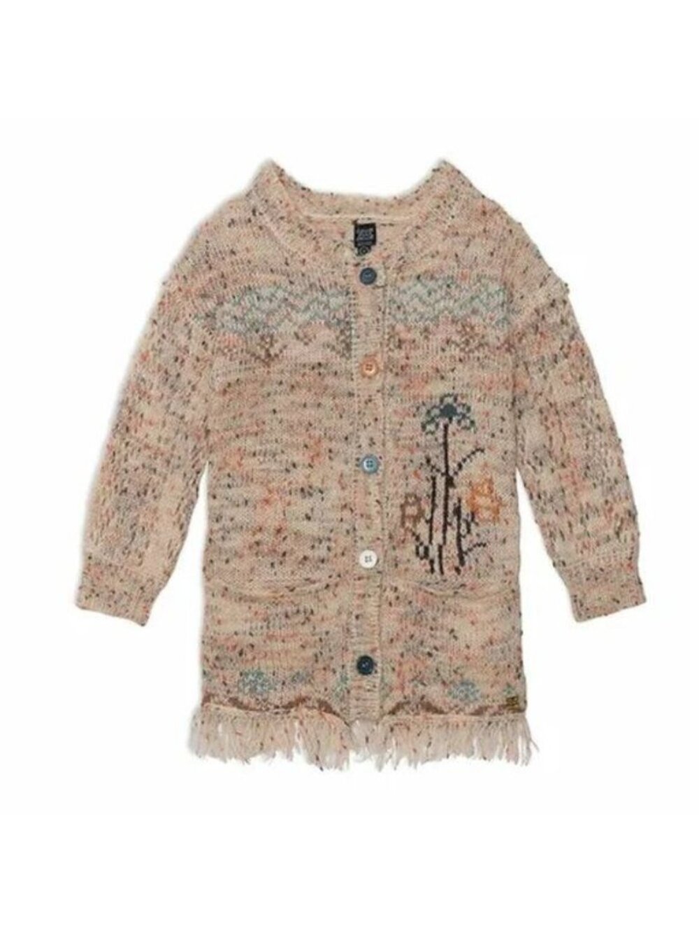 Deux Par Deux Girls Fringe Long Cardigan Sweater